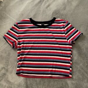 Striped Women’s Crop Top - Red, Blue, Black